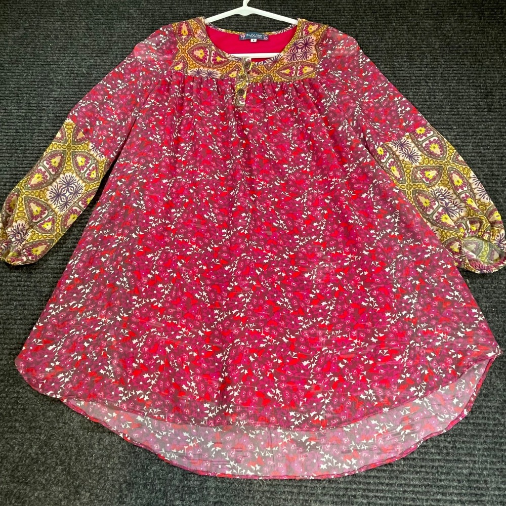 Truly Me Sara Sara Girls Pink Floral Mixed Print Chiffon Tunic Dress‎ Size 8